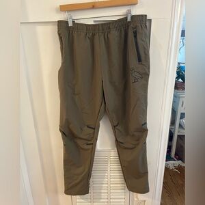 OVO Mens Nylon Jogger pants elastic waist drawstring pockets olive green